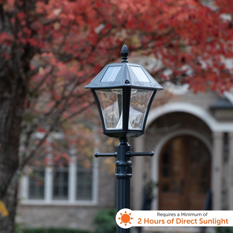 Gama Sonic Baytown Solar Lamp Post, Black Outdoor Durable with