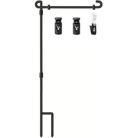 Flag Stands for Garden Flags 12 x 18 Garden Flag Stand Premium steel Yard Flag Pole Holder Metal Powder-Coated Flagpole with Clip and Stoppers