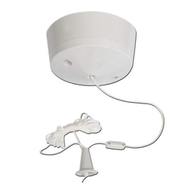 10A 1 Way Pull Cord Light Fan Switch Toilet Kitchen Bathroom Basement 1.7M Long String Pullcord White Round Ceiling Mounted