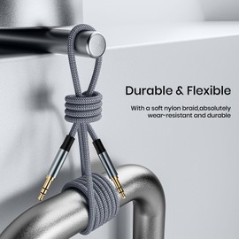 3.5mm Aux Cable 10ft, Auxiliary Audio Cable Braided Stereo Mini Jack Male to Male Headphone Cord Auxiliary Aux Audio Cable for Headphones, iPods, iPhones, iPads, Home/Car Stereos,MP3 Player