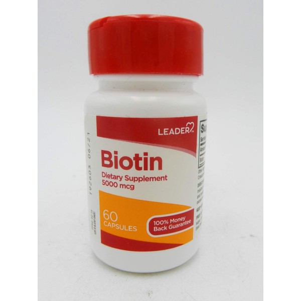 Leader Biotin 5000mcg Capsules 60 Ct