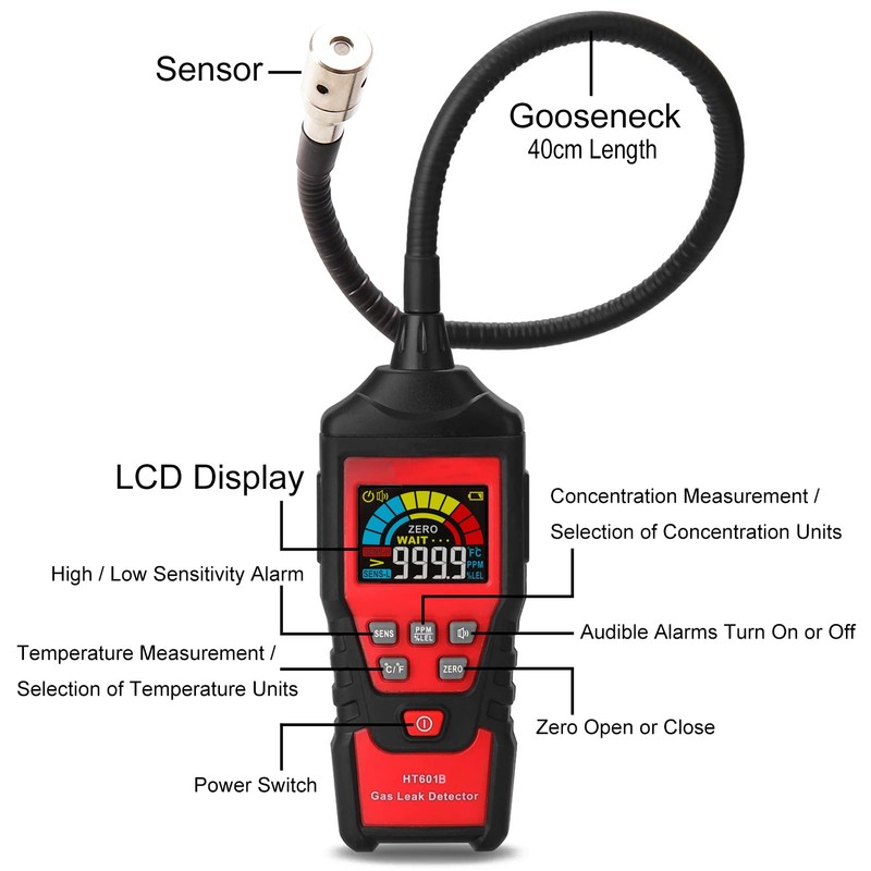 AUTENS Portable Combustible Gas Detector Handheld Gas Leak Analyzer Flammable