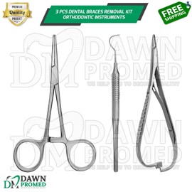 DawnProMed 3 Pcs Dental Braces Removal Kit Orthodontic Instruments Set German Grade