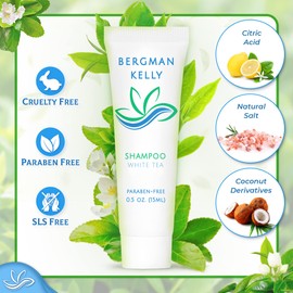 Bergman Kelly - Travel Shampoo and Conditioner Set - 0.5 fl oz, 100 Pieces, White Tea - Delight Your Guests with Revitalizing and Refreshing Hotel Toiletries and Guest Hospitality in Bulk