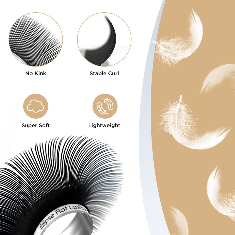 LASHVIEW Ellipse Flat Eyelash Extension,Flat Eyelash Extension supplies,Individual Lashes,0.15mm C