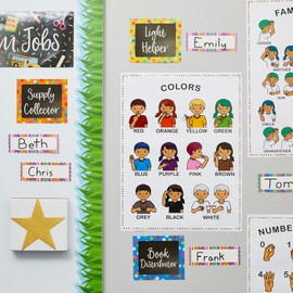 Bright Creations Sign Language Posters for Kids, Teacher Classroom Supplies (13 x 17 In Sign Language Poster, 8 Pack)