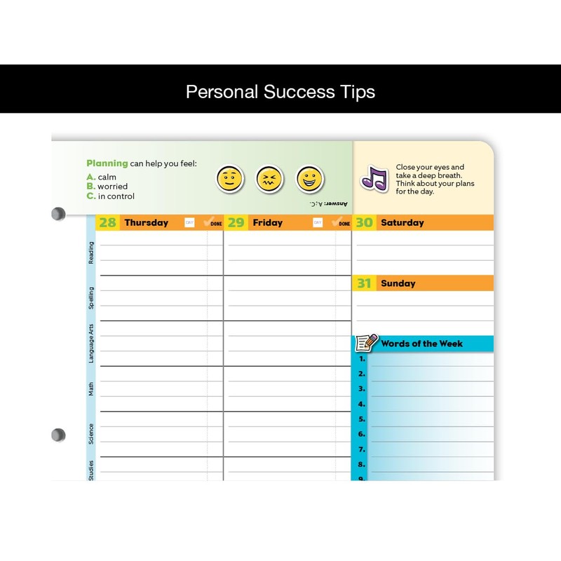 Dated Elementary Student Planner 2025-2026 Academic School Year, Large (8.5"