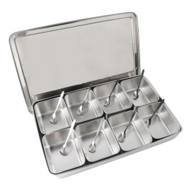Especiero Organizador De Cocina Con 8 Recipientes Y Cuchara Plateado