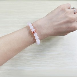 Oneress Rose Quartz Bracelet 8mm Beads Natural Stone Bracelet Elastic Rope Bracelet Cute Birthday Gifts for Women SJ4262 (Rose Quartz Stone)