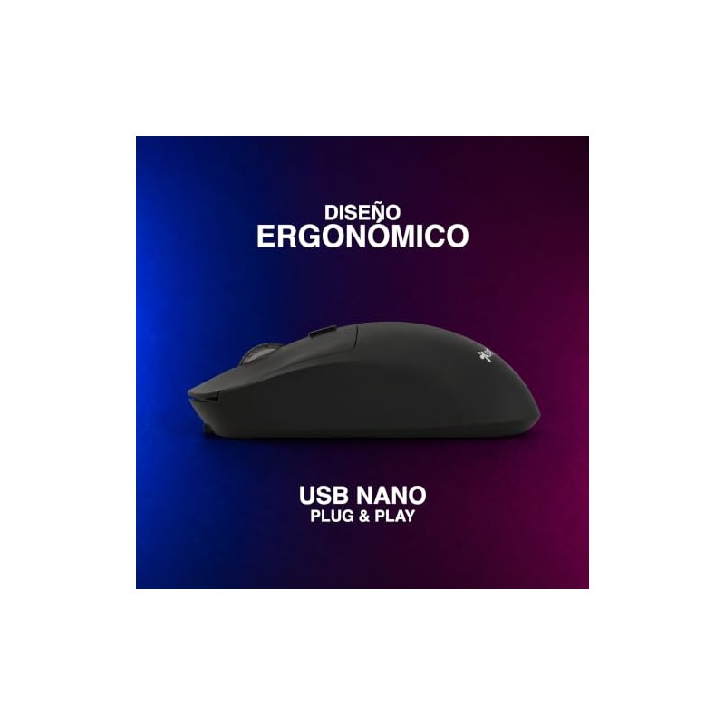 Mouse Inalambrico Negro Recagable 1600 dpi Stylos Tech