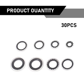 taluoka 30 PCS Car Air Conditioning Compressor Gasket Assortment Combination Set, Transparent Box to Store 6 Specifications of Alloy Cooling Pump Seals, Replacement Modification Parts (Black)
