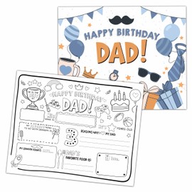 Happy Birthday Dad Coloring Paper Placemats, All About Dad Coloring Sheets, Birthday Gifts for Dad, Father's Day Paper Mats for Table Decorations, Home School Classroom Activities -16