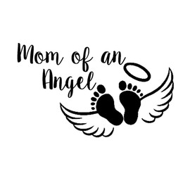 Mom of an Angel Baby Toes and Wings NOK Decal Vinyl Sticker |Cars Trucks Laptop|Black|7.5 x 4.5 in|NOK496