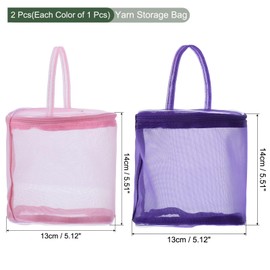 YOKIVE 2 Pcs Yarn Storage Bag, Crochet Bag Portable Knitting Bag Organizer with Port and Handle Strap, Great for Crocheting (13cm x 14cm, Pink Purple)