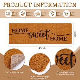 Ninehaoou Long Doormat 48''x16'' Front Door Mat for Entrance Inside Outdoor Large Decorative Door Rug Welcome Mat for Outside Home Entry(Sweet Home)