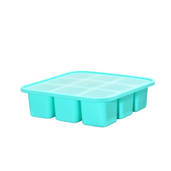 Silicosas Cubetera Hielera de Silicona Aqua Large Ice Bucket with Lid Silicone Ice Cube Tray for Freezer - BPA Free (9 cubes)