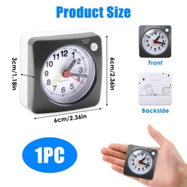 Small Travel Alarm Clock, Silent Analogue Non Ticking Travel Clocks with Snooze Nightlight Function Bedside No Tick Quiet Large Display Mini Alarm Clock for Heavy Sleepers Bedrooms