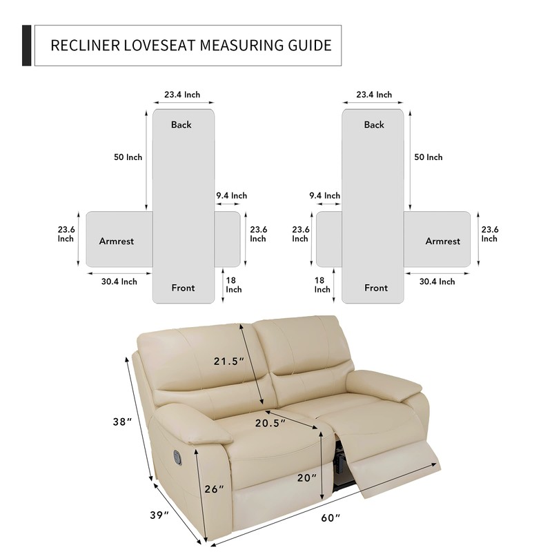 Easy-Going Loveseat Recliner Cover, Reversible Couch Cover for Double Recliner,
