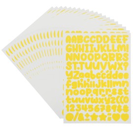 PATIKIL 20 Sheets Letter Stickers, 2240Pcs 1/2 Inch Small Vinyl Letter Number Stickers for Mailbox Poster Board Scrapbooking Bottle Classroom Decor, Yellow