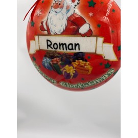 Personalise your own Children's Christmas Tree Round Santa Bauble with any Name