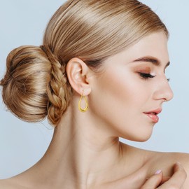 Gold Spiral Teardrop Earrings for Women-14K Gold Plated Dangle Earrings for Women Lightweight Hypoallergenic Gold Statement Earrings Big Hoop Earrings for Women Trendy