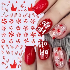 5Sheets Christmas Nail Art Stickers Decals Snowman Elk Christmas Nail Decals 3D Self-Adhesive Snowflake Christmas Nails Design Winter Tree Nail Sticker Xmas Candy Manicure Nail Supplies for Nail Decor