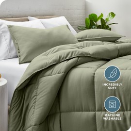 Bare Home Comforter Set - Queen Size - Ultra-Soft - Goose Down Alternative - Premium 1800 Series - All Season Warmth (Queen, Sage)