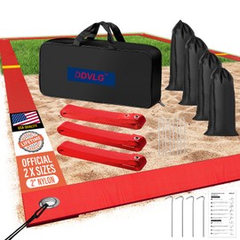 DDVLG Beach Volleyball Lines for Sand or Grass, 2inch Sand Volleyball Boundary Lines for Beach Court 26.3'x52.6' [Doubles 2V2], Highly Visible, All-Weather, with Metal Anchors & Sand Bags - Red
