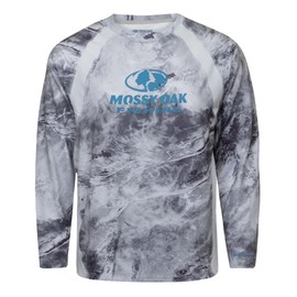 Mossy Oak Standard Men's Fishing Shirts Long Sleeve with UPF 40+ Sun Protection, Hailstone, Large