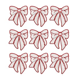 9 Pack Baseball Patches Iron on Bow Patch for Clothing,Embroidered Fabric Patches for Clothes Hat Backpack Jeans Jacket Girl Game Day Decorative Applique (Baseball)