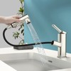 HEROBAI Single Hole Bathroom Faucet, Single Handle Modern Pull Out
