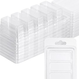 Dickly 10 Pieces Candles Melt Clamshells Models,Clear Empty Cube Tray for Wickless Tarts Candles