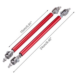 Unbranded 2X Red Adjustable Front Bumper Lip Splitter Spoiler Strut Rod Tie Support Bar