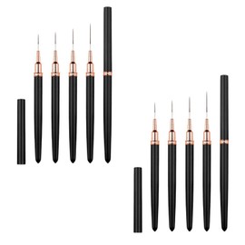 10 Pcs Nail Art Liner Brushes Set 7/9/11/15/25mm Fine Detailing Brushes for Acrylic Nails, Professional Dotting Tool, Thin Line Drawing pen for Long Line, Fine Drawing, Ideal for Beginner & Pro (Black)