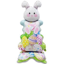 Easter Ballons, 1Pcs 46Inch Large Standing Easter Bunny Designs Mylar Foil Balloons for Decorations, Spring Party Supplies, Baby Showers Multicolor Vibrant Designs for Kids, Adults, Home Decor