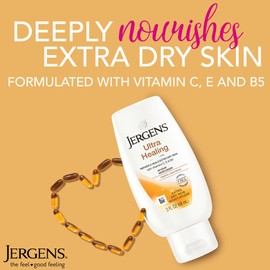 Jergens Ultra Healing Moisturizer for Dry Skin, Hand and Body Lotion, with Hydralucence Blend, Vitamins C, E and B5, 3 Oz, Pack of 8