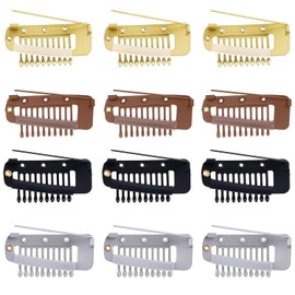 8 PCS Wig Clip with Safety Pins, Hair Extension Snap Clips in Invisible Strong Wig Combs to Secure Wig no Sew Chunni Grip Dupatta Setting Clips for Girls Women Wig Headscarf Hijab & Tikka