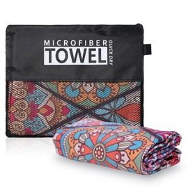 TMEOG Microfibre Beach Towels 180x80cm Extra Large Quick Dry Sand Free Beach Towel for Adults Compact Thin Travel Towel Women Men Lightweight Swim Pool Yoga Towel with Bag(Bohemian)