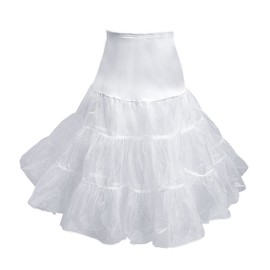YAOGEG Petticoats for Women 50s Vintage Tulle Petticoat Half Slip Tutu Crinoline Underskirt (S, White)