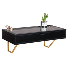 ALIMORDEN Floating Shelf with Drawer,Floating Drawer for Bathroom, Black Wall Mounted Desk,Pull Out Drawer, 31 inch Surface, Floating Wall Desk, Hanging Desk, Black