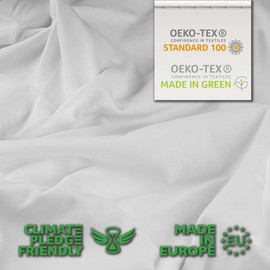 STUDIO Fitted Sheet 180 x 200 cm - 200 x 200 cm, Made in Green, 100% Cotton, Made in the EU, Brand Quality, Flat Sheet 180 x 200 - 200 x 200 - White