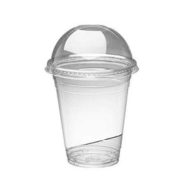 We Can Source It Ltd – 12oz Plastic Smoothie Cups with Dome Lids– Ideal for Iced Drinks, Smoothies, Juices, Milkshakes, Cold Coffee – 100% Disposable & Recyclable – 50 Pack