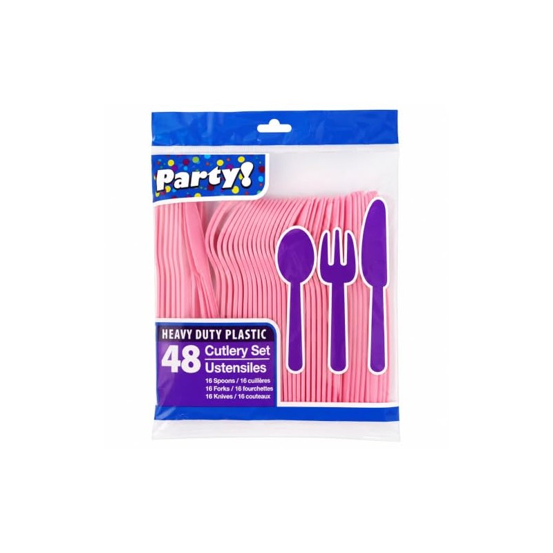 Heavy Duty Plastic Cutlery 48-Piece Set (Spoons, Forks, Knives)