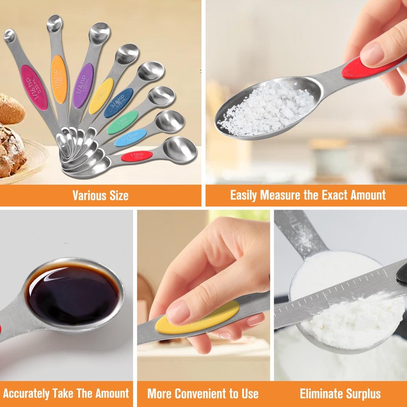 16 Sets of Measuring Cups and Spoons Set With Leveles,