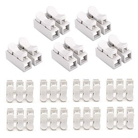 YIXISI 100 PCS Spring Connector, CH2 Quick Connector, No Welding Quick Connector, Cable Clamp Terminal Block, Screw Terminal Barrier Block for LED Strip Light Wire Connecting (CH2*80, CH3*20)