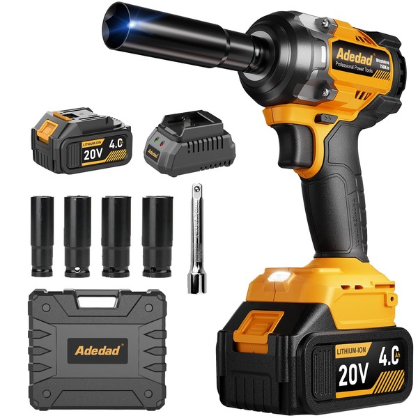 Adedad 1/2 inch Brushless Impact Wrench 750N.m(553 Ft-lbs) 20V High