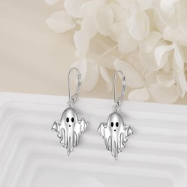 Ghost Earrings 925 Sterling Silver Fun Ghost Dangle Earrings Jewellery Gifts for Women Daughter Girls Teen (Ghost Earrings)