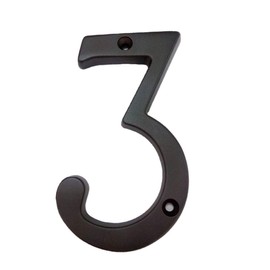 QCAA Traditional Heavy Forged Brass House Number, 4", 3, US10B Oil Rubbed Bronze