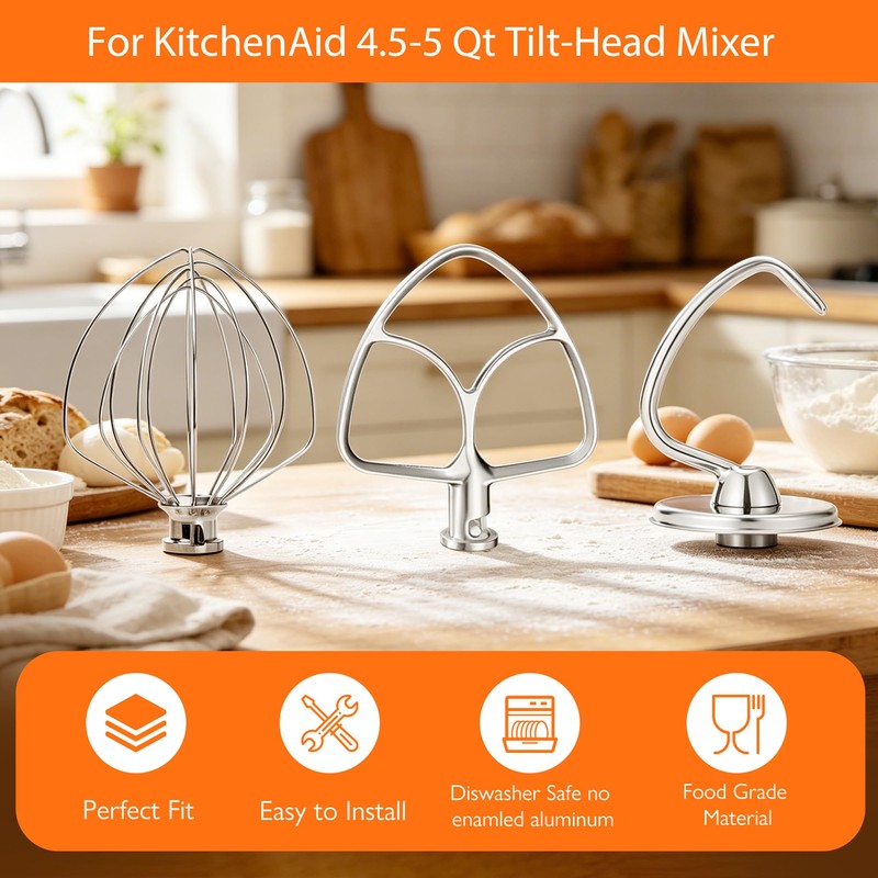 Stainless Steel Accessories Compatible with KitchenAid 4.5-5 Qt Tilt-Head Stand
