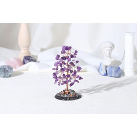 XIANNVXI Amethyst Crystal Tree Purple Healing Crystals Tree with Agate Base Reiki Luck Wealth Money Tree Ornament for Desk Decor Home Office Cute Room Decor